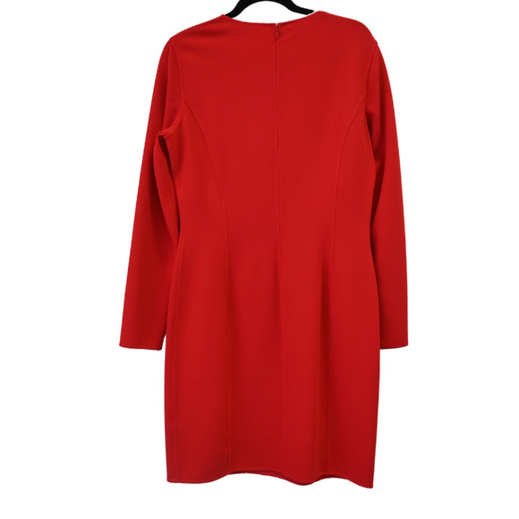 Michael Kors Shirt Dress Size 14 Red Black Lace Detail Long Sleeve Virgin Wool - Picture 8 of 12